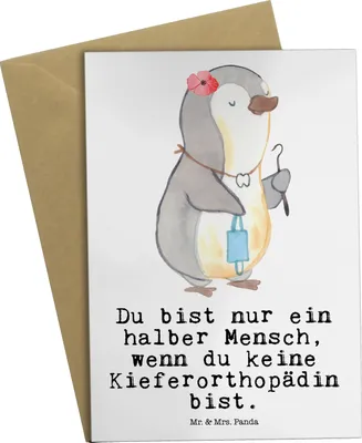 Produktbild von Mr. & Mrs. Panda Klappkarte Kieferorthopädin Herz - Weiß - Geschenk, glückwunschkarten, einladungskarten, neujahrskarte, weihnachtskarten, hochzeitskarten, Grußkarten