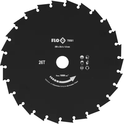 Immagine prodotto di Disco da taglio per decespugliatore da 250 mm, attacco da 25,4 mm, 26 denti