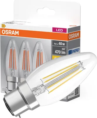 Produktbild von 3x OSRAM LED-Lampe B35 Kerzenform B22d Sockel 4W = 40W 470lm 2700K Warmweiß 300°
