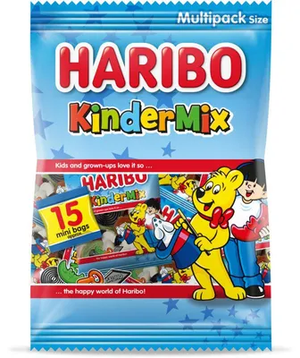 Produktbild von Haribo Kindermix Mini 375g – Bunte Fruchtgummi- und Lakritzmischung, ideal zum Teilen