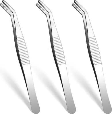 Produktbild von 3er Pinzetten Set Edelstahl | Spitz & Stumpf | Rutschfest & Präzise | Schmuckherstellung DIY