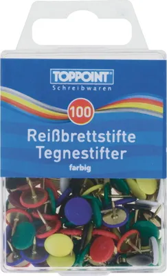 Produktbild von 500 (5x 100) Reißbrettstifte Reißzwecken Heftzwecken farbig