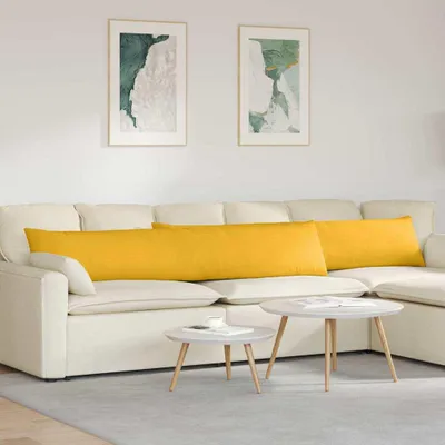 Zdjęcie produktu dla vidaXL Poduszki na sofę 2 sztuki Jasnożółte 200 x 40 cm Tkanina sztruksowa