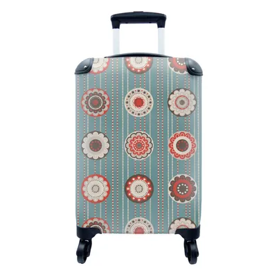 Produktbild von MuchoWow® Koffer Handgepäck Trolley Rollkoffer Kleine Reisekoffer mit 4 Rollen - Bohème - Blumen - Vintage - Design - Cabin Size < 55x40x23 cm & 55x40x20 cm - Fotokoffer - Kabinenkoffer - Boardgepäck - Reise-Box - Reisekoffer - Reisegepäck - Koffer mit Bild - Trolley für Kinder