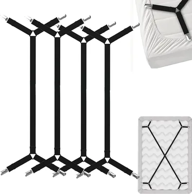 Produktbild von ALSTER HERZ® 4 Stück verstellbarer Bettlakenspanner mit Metallclips, H0374