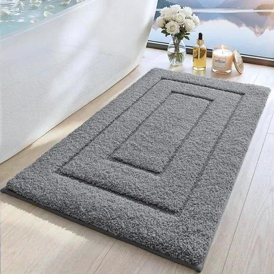Zdjęcie produktu dla Mata podłogowa do łazienki - dywanik - komfort w łazience - miękka mikrofibra - 50x80 cm - szary