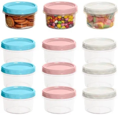 Image de Lot Azomor de 12 barquettes à collation réutilisables en plastique avec couvercle à vis, disponibles en trois couleurs