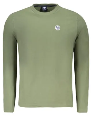 Produktbild von Grünes Herren Langarm-T-Shirt mit Rundhals und stylischem Design