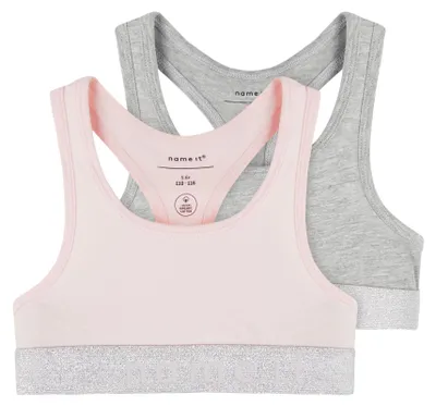 Produktbild von NAME IT Mädchen Nkfshort Top 2p Noos Unterhose, Barely Pink/Pack:w/ Grey Melange
