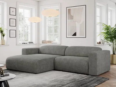 Produktbild von MKS MEBLE Ecksofa, Sofa L-Form, Wohnlandschaft L-Form, Modern Design Couch, Sofagarnitur, Couchgarnitur, Polsterecke - PASADENA -Grau Struktur - links seite