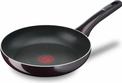 A close-up studio shot of a Tefal frying pan on a white background.