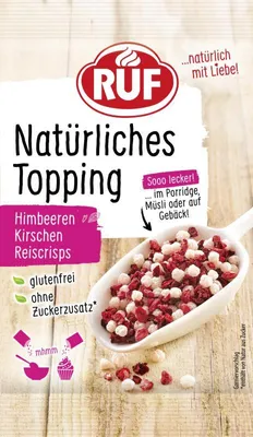 Produktbild von RUF Natürliches Topping Himbeer Kirsche Reiscrisps