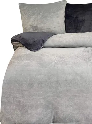 Produktbild von Teddy Plüsch Bettwäsche 135x200 cm Winter Uni grau anthrazit Flausch Fleece