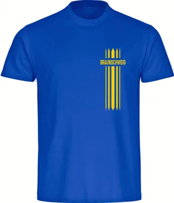 Produktbild von multifanshop Kinder T-Shirt - Braunschweig - Streifen, blau, Größe 176