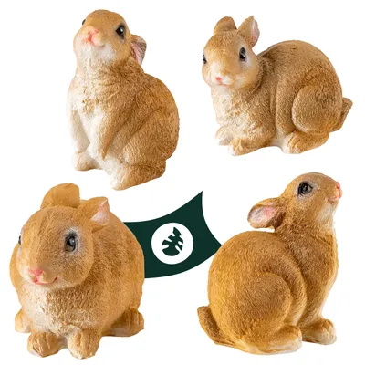 Produktbild von Gartenfiguren - Häschen, Kaninchen, Hund, Entenküken, Ente, Erpel