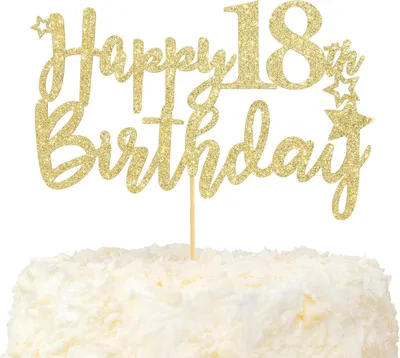 Image de Décoration pour gâteau, paillettes dorées, 16,5 x 20,3 cm, pour fête d'anniversaire