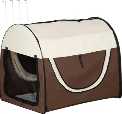 Produktbild von PawHut Hundebox faltbare Hundetransportbox Transportbox für Tier 2 Farben 5 Größen (97 x 71 x 76 cm) Kaffee