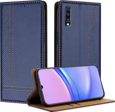 Produktbild von Handyhülle für Samsung Galaxy A70 A70S Leder Flip Klappbare Schutzhülle mit Standfunktion Blau