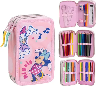 Produktbild von Disney Minnie Federmappe gefüllt – Schuletui & Stiftebox mit Zubehör für Kinder