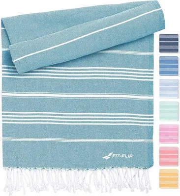Image de Serviette de hammam DigiRigi® en 100 % coton recyclé – Serviette de sauna, serviette de plage et de bain, couleur pétrole, 100 x 200 cm, e Öko-Tex Standard 100