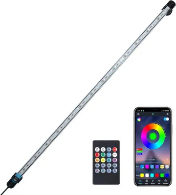 Image de Éclairage pour aquarium - Lampe pour aquarium - Éclairage d'ambiance aquatique - Contrôle intelligent via Bluetooth - 78 cm - RGB