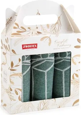 Zdjęcie produktu dla Zestaw ściereczek kuchennych, w eleganckim pudełku, 3 sztuki Christmas Charm Zielony