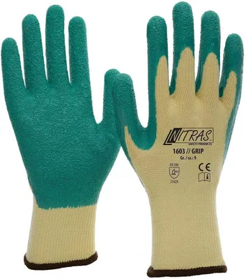 Produktbild von Nitras Safety Nitras Latexhandschuh Grip Latexhandschuh Gr. 10 Grip Grün Gelb