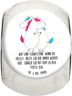 Produktbild von Mr. & Mrs. Panda Kaffeedose Einhörner Umarmen L 870ml - Weiß - Geschenk, Schwester, Unicorn, Vorratsbehälter, Liebe, Einhorn, Freundin, Bonboniere, Süßigkeiten Glas