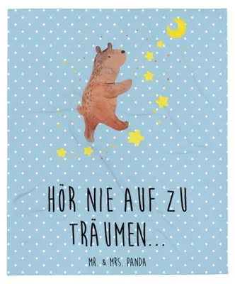 Produktbild von Mr. & Mrs. Panda Tagesdecke Bär Träume - Blau Pastell - Geschenk, Träumen, Decke, Bettdecke, Bettüberwurf, Traum, Kuschelige, Teddy, Traumdeutung, Winterdecke