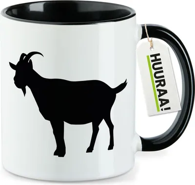 Produktbild von Huuraa Kaffeetasse Ziege Silhouette 330ml Schwarz Keramik Kaffeebecher Geschenkidee