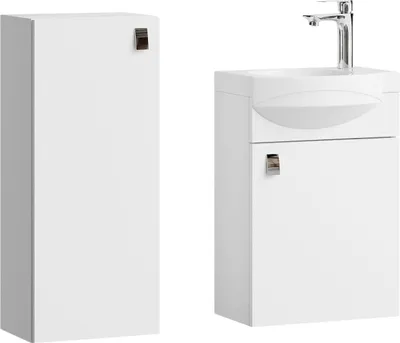 Produktbild von Planetmöbel Badmöbel-Set Waschtisch mit Unterschrank 40 cm & Midischrank 32 cm Weiß