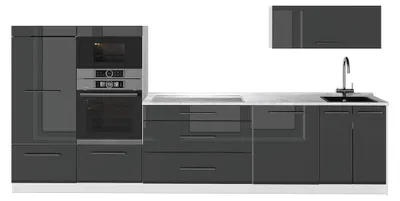 Obrázek produktu pro Kuchyňský kout Vicco Fame-Line Antracitový vysoký lesk/Bílá 340 cm bez pracovní desky, Model 64466