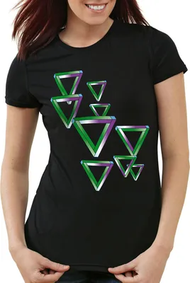 Produktbild von style3 Triangles Damen T-Shirt, Farbe:Schwarz, Größe:XS
