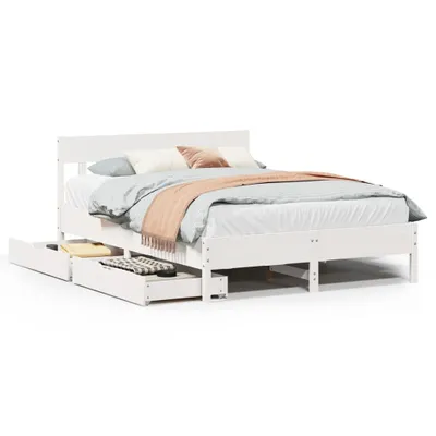 Produktbild von Massivholzbett ohne Matratze Weiß 160x200 Kiefernholz