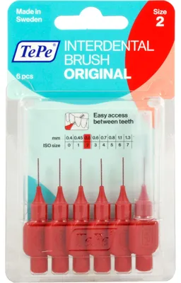 Produktbild von TePe 0,5 mm rot Interdentalbürste mit Schutzröhrchen, 5 St. Interdentalbürsten