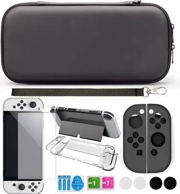 Produktbild von INF Nintendo Switch OLED Etui mit Zubehör 9-teilig Schwarz