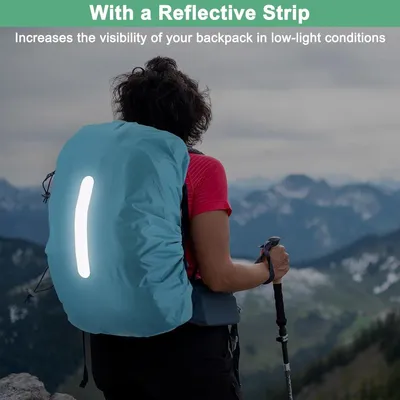 55L-65L wasserdichte Rucksackhülle - Regenhülle mit vertikalem reflektierendem Gurt für Wandern - Radfahren - Camping