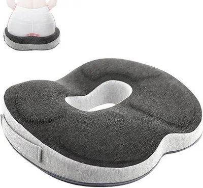 Obrázok produktu pre Unyqoos® Ergonomická sedacia podložka v tvare donutu z pamäťovej peny – zmierňuje tlak na kostrč a chrbát, snímateľný a umývateľný poťah, prenosná