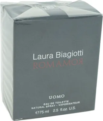A product box for Laura Biagiotti Romamor Uomo Eau de Toilette.