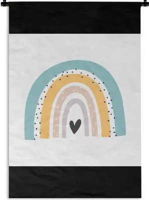 Produktbild von MuchoWow® Wandteppich Wandbehang Regenbogen - Mädchen - Jungen - Herz - Pastell 90x135 cm Tapisserie Dekoration Wandtuch - Baumwolle - Wandskulptur