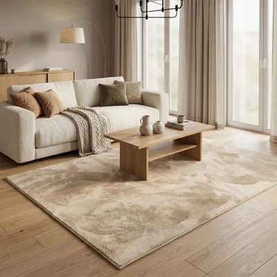 Produktbild von Luxus Super Soft Hochflor Langflor Teppich Melia Beige, Größe:80x150 cm
