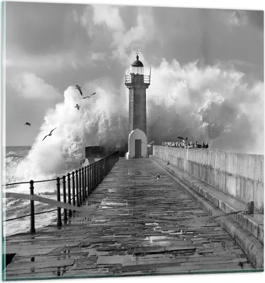 Produktbild von Bilder auf glas - Einteilig - Laterne Meer Portugal - 40x40cm - Glasbilder - Wandbilder - Bilder - zum Aufhängen bereit - Wanddekoration aus Glas - Glas Bilder - Wandbild auf Glas - GAC40x40-4913