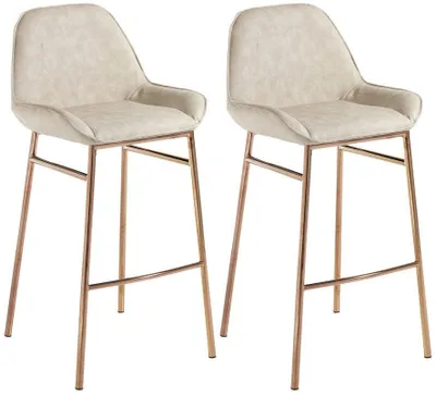Immagine prodotto di Set 2 Sgabelli 49,5x41x105 cm in Pelle finta Beige