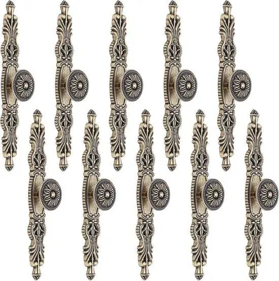 Produktbild von 10 antike Möbelgriffe mit Blumenmuster, Türgriffe aus antikem Bronze, 3,8 Zoll Loch, Vintage-Möbelgriffe, 16,7 cm