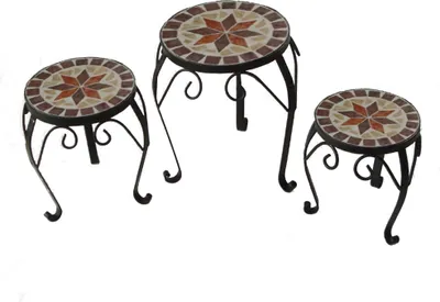 Produktbild von 3er Set Blumenhocker Beistelltisch Gartentisch Blumentisch Blumenständer Blumen