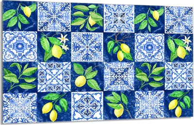 Obrázok produktu pre Kryt varnej dosky 80x52cm 1-dielny keramický kryt varnej dosky Splashback, mozaika citrón