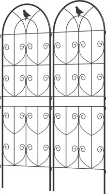 Produktbild von Rankgitter für Kletterpflanzen mit Vögeln 2er-Pack Gartengitter für Gemüse Rebe Blume Metall 50 x 150 cm schwarz