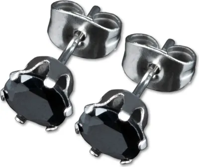 Produktbild von viva-adorno 1 Paar Damen Ohrstecker Ohrringe rund Edelstahl Kristall schwarz WS13,rund groß