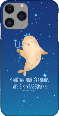 Produktbild von Mr. & Mrs. Panda Iphone 11 Pro Handyhülle Sternzeichen Wassermann - Sternenhimmel Blau - Geschenk, Geburtstag Februar, Januar, Meermann, Premium Kunststoff, Handy Case