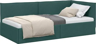 Obrázek produktu pro vidaXL Rohový rám postele s čelem tmavě zelený 80 x 200 cm látka